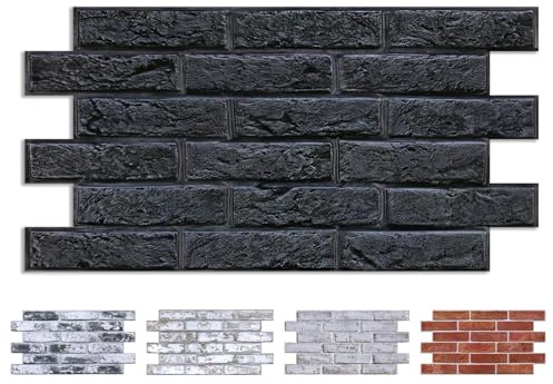 COMSTICKC Paneles de Pared 3D Autoadhesivos Ladrillo, 12 Piezas, 3D Revestimiento de Pared, Adhesivos de Pared PVC, Papel Pintado 3D, 58 x 30 CM, Ideal Para Salón, Dormitorio y Cocina, Impermeables