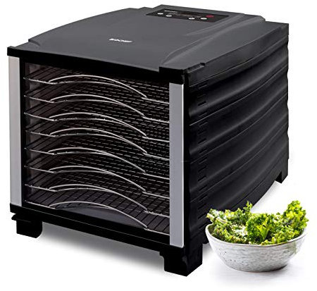 BioChef Arizona Food Dehydrator with 8 Stainless Steel Trays and 24hr Digital Timer. Fruit Dryer Machine + Non Stick Trays, Mesh Sheets and Drip Tray