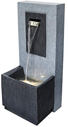 Ivyline Contemporary Water Feature in Cement - UV Stable & Frost Resistant Decorative Weatherproof Stylish Outdoor Waterfall Fountain - H81cm x W35cm