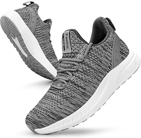 Feethit Sneakers dam sneakers andningsbara fitness sneakers dam sneakers, Ljusgrå, 41 EU