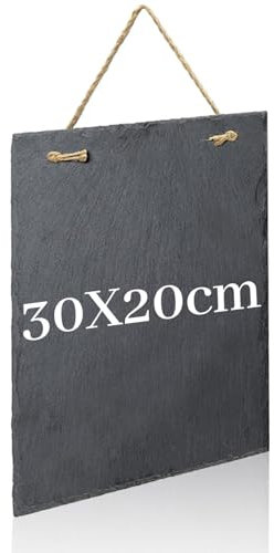 TAIANJI Schiefertafel Zum Beschriften, Doppelseitige Schiefertafel Tafel Zum Aufhängen 30 x 20 cm Felsen Kreidetafel Zum Beschriften Memotafel für Küche, Hochzeit, Home, Office
