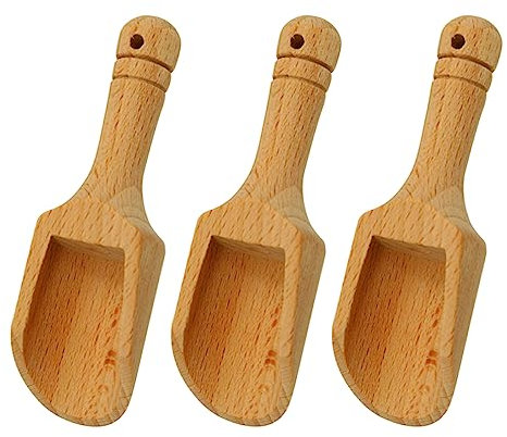 Lot de 3 mini cuillères à sel en bois naturel pour sels de bain, bonbons, miel, épices, sucre et thé en poudre Jagowa