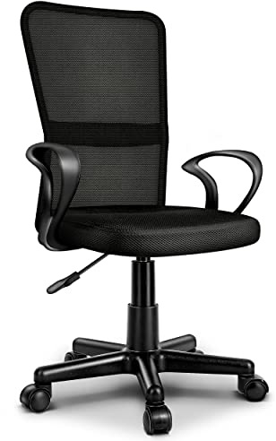 TRESKO® Sedia da Ufficio Sedia da scrivania Girevole con braccioli, Regolabile in Altezza, Sedile Imbottito, Sedia ergonomica, pistone Approvato SGS