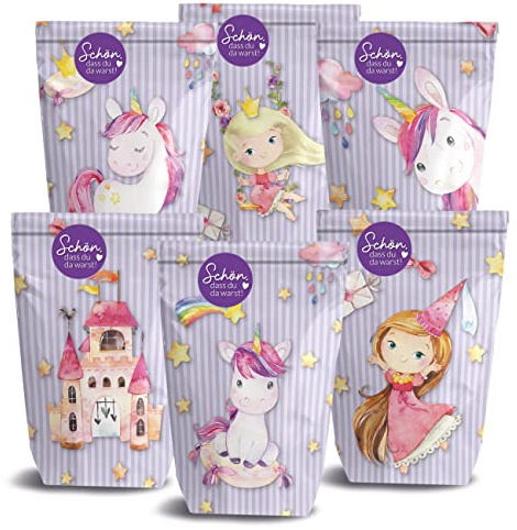 Papierdrachen 12 bedruckte Geschenktüten zum Geburtstag - Thema Einhorn - Mitgebsel zum Befüllen und Verschenken - kleines Dankeschön an deine Gäste - Set 15