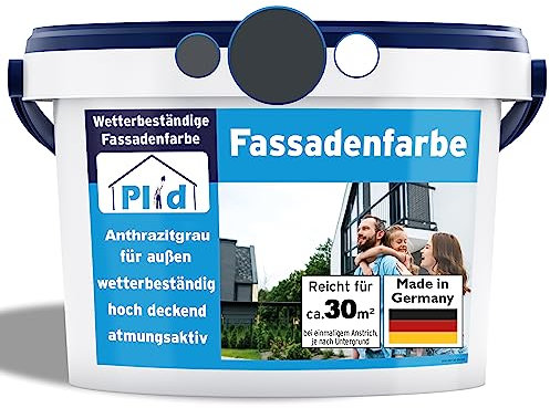 plid, Pintura para Paredes, Barniz, Pintura Exterior para Mampostería, Paredes de Casas, Hormigón y Sótanos, Resistente a la Intemperie Y a Los Rayos UV, Duradera, 5 L, Gris