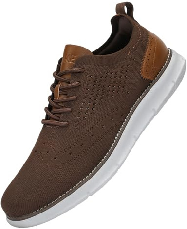 SVNKE Zapatos de Cordones Zapatillas de Vestir Clásico Oxfords Formales Derby para Hombre Boda Negocios Marrón Oscuro 42