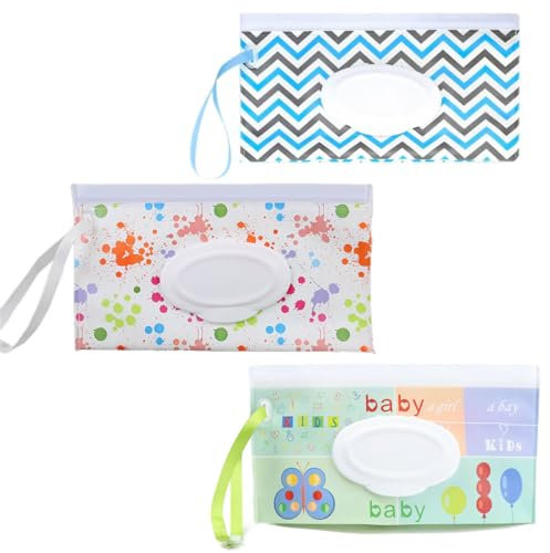 BZKSER Porta Salviette Umidificate Portabile - 3 Pezzi Sacchetto di Salviettine Umidificate,Porta salviette umidificate,Contenitore Custodia per Salviette, Dispenser per Salviette Umide da Viaggio