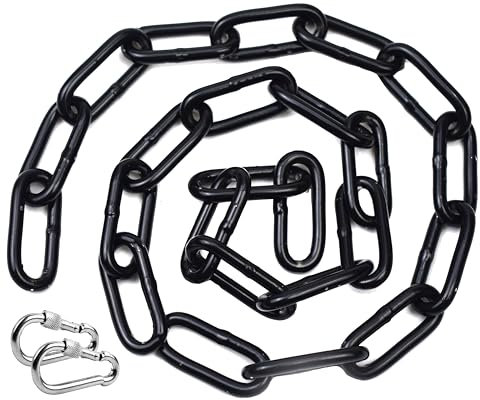 Cadena de barrera, color negro, cadena de acero, 5 mm de diámetro, 2 metros