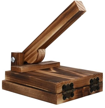 Amosfun Wooden Tortilla Press Maker Wooden Dough Presser Tool Large Roti Maker Dumpling Wrapper Mold for Homemade Tortilla, Roti,Taco,Dough Press Brown