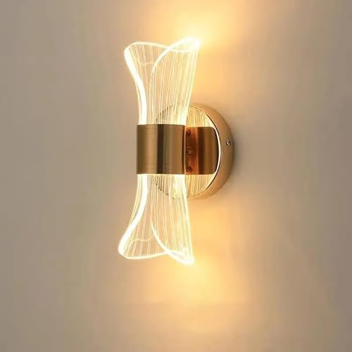 DELIPOP Wandleuchte Innen, 12W Wandlampe Innen LED Warmweiß/Kaltweiß/Neutralweiß, Kreatives Design Wandleuchten Gold für Schlafzimmer Wohnzimmer Korridor Treppenhaus