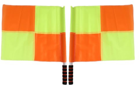 Bandiera arbitro guardalinee, bandiera arbitro di calcio, | 2 pezzi bandiere arbitro pallavolo | arancione e giallo, manico ergonomico attrezzature per allenatori di calcio per partite di calcio leghe