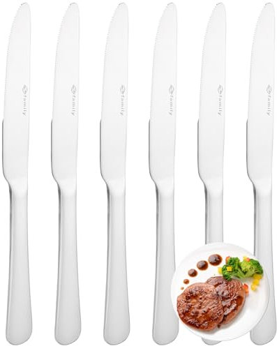 FAMILY Pack 6 Cuchillo 22.6x2CM de Mesa Acero Inoxidable Diseño Liso, Elegancia y Funcionalidad para Cada Ocasión, Cubiertos de Alta Gama para Hogar y Restaurante