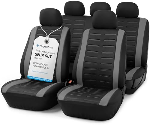 Upgrade4cars Set Coprisedili Universale Versione 2026 | Coperture per Anteriore e Sedile Posteriore in Grigio | Accessori Interno Auto Decorazione