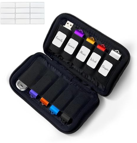 Ztolbriy Sac de Rangement Clé USB - Étui de Rangement pour 10 Clés USB avec Housse de Transport USB - Organisateur pour Pendrive/Flash Drive (Noir)