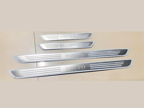 JIANGZP 4 Piezas Acero Inoxidable Protector Umbral Puerta Coche para Volvo XC-40 XC-60 XC-70 XC-90 AB 2023, Antiarañazos Coche Estribos Guardias del Borde,A