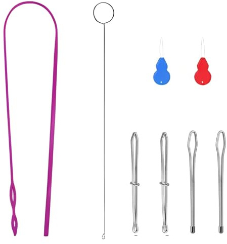 BDEPSTCR Enhebrador Agujas Coser,8 Piezas Enhebrador de Agujas, Incluye Pinzas de Metal y Un Enhebradors de Cordón Flexible, para Cinturones, Sudaderas, Bricolaje, Costura, Suministros de Costura