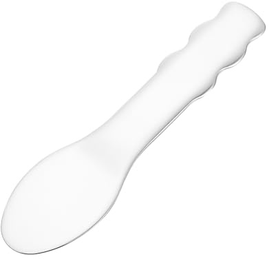 POPETPOP Cuillère à Crème Yeux en Acier Inoxydable Argenté Outil Compact Portable pour Appliquer et Masser le Visage, pour Maquillage et Soins Peau