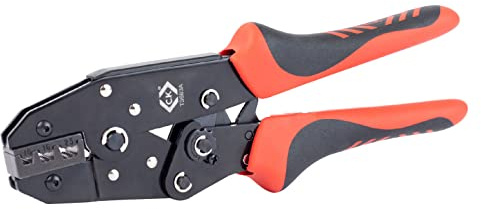 C.K Tools Pince à sertir à cliquet pour embouts de câblage, capacité 10 à 25 mm², ferrules bootlace, sertissage précis, matrices acier carbone durci, électricien, atelier, maintenance pro, CK T3683A