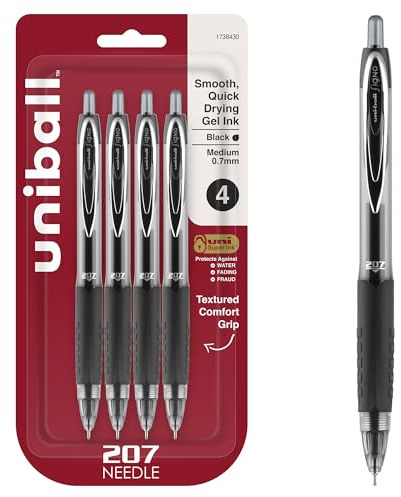 Uni-Ball 207 Needle RT Druckkugelschreiber schwarz 4Stück (I)