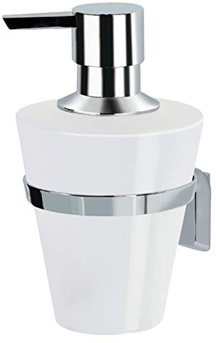 spirella Seifenspender Max Light | robuster Edelstahl und Keramik | zur Wandmontage inklusive Schrauben | auch zum Kleben geeignet - separat erhältlich, 8,5x10,5x14,5