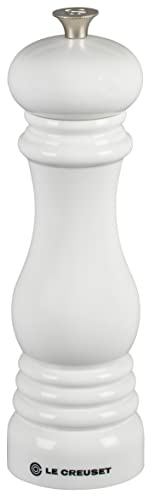 Le Creuset Classic Adjustable Pepper Mill Grinder, Chip-Resistant ABS Plastic, Anti-Corrosion, 40g, 21 cm, White, 96001900010000