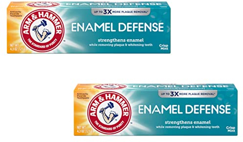 ARM & HAMMER Enamel Defense Fluoride Anticavity Toothpaste Fresh Mint 4.3 oz (Packs of 2)