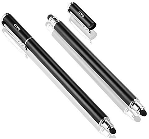 B&D Penna per Tablet Capacitivo 2-in-1 Pennino per Touch Screencon con 10 Punte di Ricambio in Gomma per iPad/iPhone/Samsung Galaxy/Xiaomi/Huawei - Nero*2