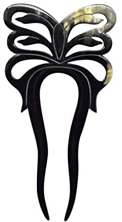 Marycrafts 2 Prongs Black Butterfly Buffalo Horn Hair Fork Hairfork Hair Sticks Hair Accessories