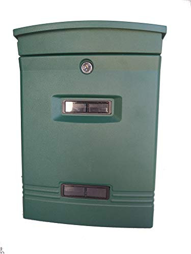 Buzon Correo Exterior; Mod. TRAMONTANA; buzón pared exterior para cartas, periódicos y revistas; con llaves y conjunto fijación. Buzón color VERDE.