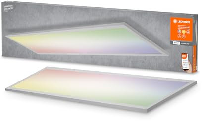LEDVANCE Smarte LED Panel Leuchte mit WiFi Technologie für Innen, Lichtfarbe änderbar (3000K), RGB Farben änderbar, 120mm x 300mm, Kompatibel mit Google und Alexa, SMART+ PLANON PLUS MULTICOLOR