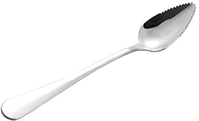 TOSSPER 2pcs Cuillère Pamplemousse en Acier Inoxydable Épais Lisse Dessert Cuillère À Dentelée Fruit Cut Melon Scoop Gadget