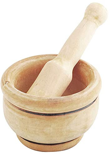 Artema - Mortero de madera natural, diámetro 14 cm con mazo de 19 cm. Mortero manual de cocina para moler ajo, especias y hierbas