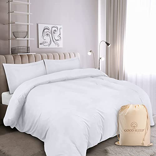 100% Egyptian Cotton Super King Size Duvet Cover Set, 1000 TC, 3 Pc, White | Sateen Weave Super King Bedding, Soft Duvet Cover Sets, (1 Super King Duvet Cover, 2 Pillowcovers), 1000 Thread Count Bedding