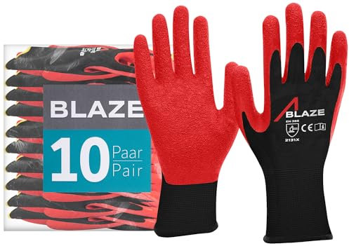 ACE Blaze Arbeits-Handschuh - 10 Paar bequeme, robuste Allround-Schutz-Handschuhe für die Arbeit - 09/L (10er Pack)