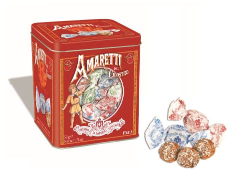 Chiostro di Saronno® | Amaretti del Chiostro® | Amarettini Croccanti Classici - 50 Gr | Scatole di Pasticceria | Confezione Amaretti Lattina di Metallo