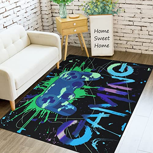 Capslpad Game-Controller Bereich Teppich 100x160cm Rutschfeste Bunt Spielteppich Kurzflor Bedruckte Gamepad Teppiche Waschbar Kinder Teppiche Gegend für Gamer Jungen Teen Schlafzimmer Wohnzimmer Dekor