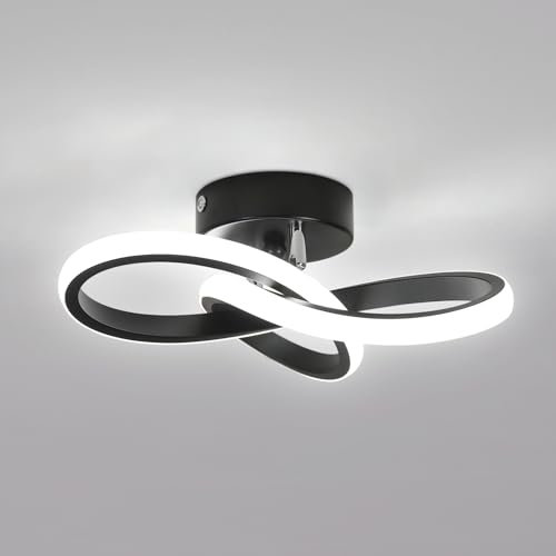 Toolight LED Deckenleuchte Modern, 22W 2500LM Moderne Küchenlampen LED Deckenlampe aus Aluminium, 25cm Kleine LED Deckenleuchte 6500K Kaltweißß, für Flur Balkon Schlafzimmer Wohnzimmer, Schwarz