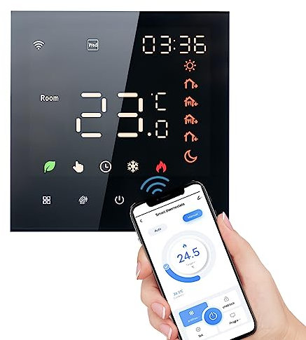 Irfora Smart Tuya Termostato WiFi con control de voz 3A,pantalla LCD programable digital,pantalla táctil,calefacción por suelo radiante,control de temperatura, termostato digital inteligente de pared