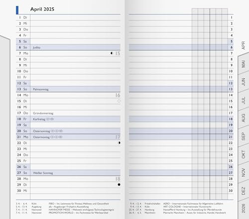 BRUNNEN Monats-Ersatzkalendarium Modell 753 (2025), 2 Seiten = 1 Monat, A6, 32 Seiten, weiß