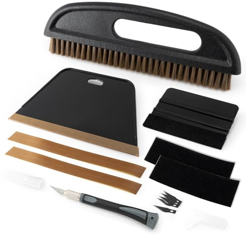 Gomake Wallpaper Smoothing Tool Wallpaper Brush Tools Kit with Felt Squeegee Craft Precision Knife for Paper Peel and Stick Wallpaper Car Wrap Vinyl Window Tint Film Wallpaper Adhesive (Kit 02)