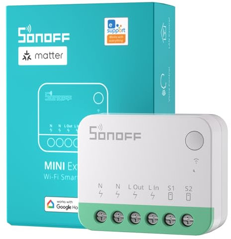 SONOFF Matter Interruptor WiFi Inteligente, DIY Rele WiFi, Funciona con Apple Home, Alexa, Google Home, Requiere Neutral