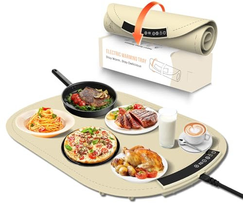 MYMULIKE Elektrisches Warmhalte-Tablett für Lebensmittel,Warmhalteplatte für Speisen,vollflächige Heizung,40-100°C,Tragbare und Faltbare Heizplatte für Warm Halten oder Auftauen fanyichengz
