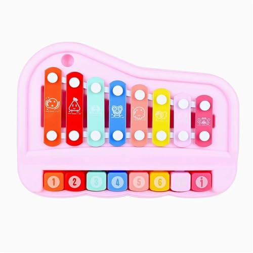 Musik Xylofon 8 Tangenter Nybörjarinstrument Trämiljöoktav Xylofon Hand Knackar På Pianot Slagverksinstrument(Pink)
