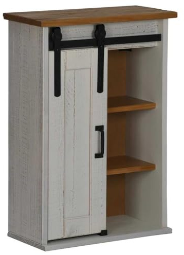 vidaXL Pensile Halden con Anta Scorrevole Bianco 49x22,5x70 cm in Pino, Armadio, Armadio a Muro, Armadio di stoccaggio sospeso, Armadio di stoccaggio