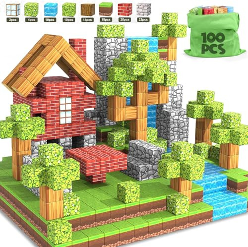 EQUIS GOVICENS Bloques Magnéticos Construcción Niños, Set 100 Piezas 2x2cm, Juego Educativo Imanes, Juguetes Niños 6 7 8 9 10 Años. Juguete Creativo, Montessori, Sensorial, Niños y Niñas