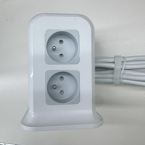 TESSAN Tour Multiprise avec Interrupteur, 12 en 1 Prise Multiple avec 8 AC et 4 USB, Multiprise USB C et Rallonge Electrique 2M, Multi Prise Electrique Convients pour Bureau, Maison, 4000W, Gris