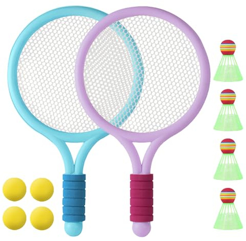 Zyluniy Racchetta tennis bambino, racchette da tennis bambini con 4 palline soft da allenamento e 4 volani, Set di Racchette da Tennis per Bambini, tennis soft sport indoor e outdoor