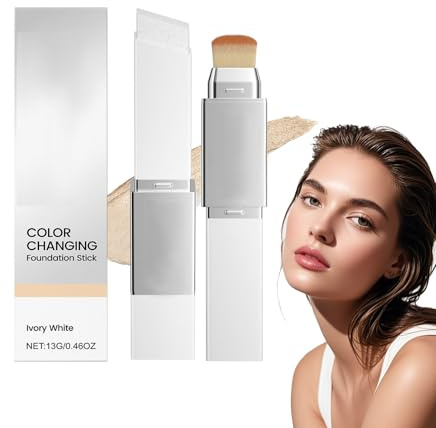 2-in-1 Foundation-Stick mit Concealer & Pinsel - All-in-One-Make-up-Tool für Einen Makellosen Teint, Doppelseitiger Beauty-Stick, Tragbares Make-up-Essential - Natürlich