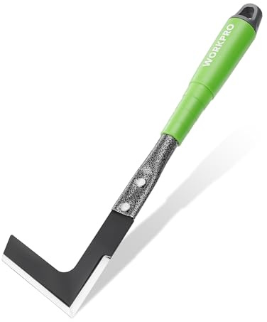 WORKPRO 33cm Attrezzo per Diserbo, Rimuovi Muschio in Acciaio con Manico, Raschietto a L per Viali e Giardino - Attrezzo da Giardinaggio per Rimozione di Muschio su Pavimentazione e Prato