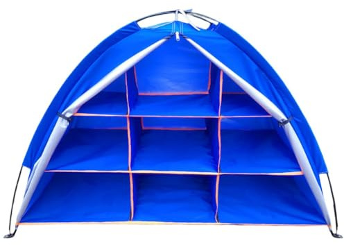 FACAIIO Tienda de campaña de 9 estantes para almacenamiento al aire libre para equipo de camping y zapatos, tela Oxford con postes de fibra de vidrio, 120 x 50 x 70 cm, ligera y fácil de instalar